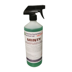 Minty is a heavy duty low foam all purpose universal detergent for use in scrubber dryers and cleaning machines for cleaning oily and greasy floors or walls and machine degreasing