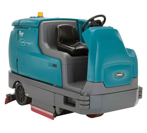 Tennant T17 Refurbished Ride-on Battery Floor Scrubber Dryer for large floor cleaning areas such as warehouse, factories etc.