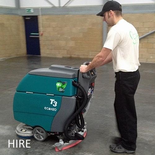 Tennant T3 Battery Walk Behind Scrubber Dryer Hire Warehouse Cleaning Machine